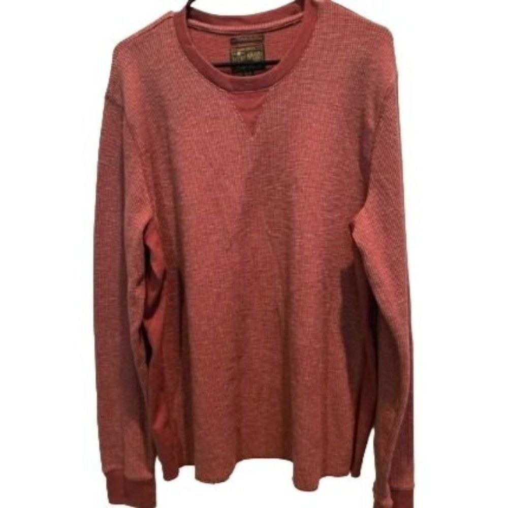 Lucky Brand Thermal Waffle Knit Shirt XL Mens Red Long Sleeve Crew Neck Pullover